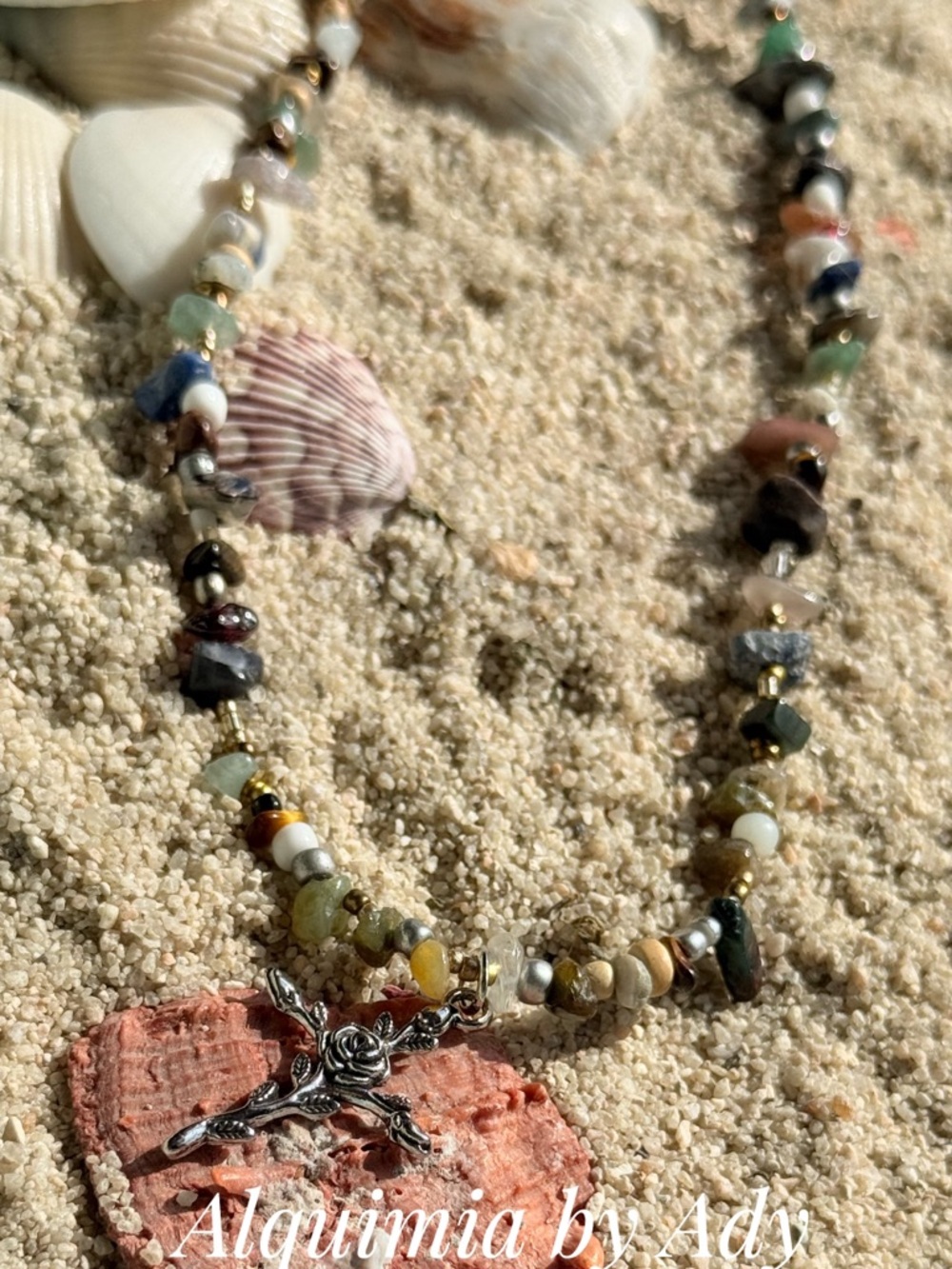 Multi stone Rosary Necklace with Crucifix - Picture 9 of 11